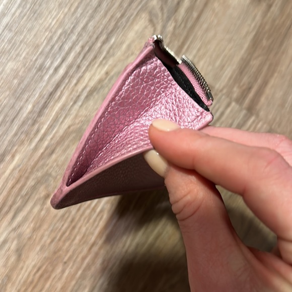 Balenciaga logo pink metallic zip card case minor flaw like rubbing pictured - Picture 7 of 9